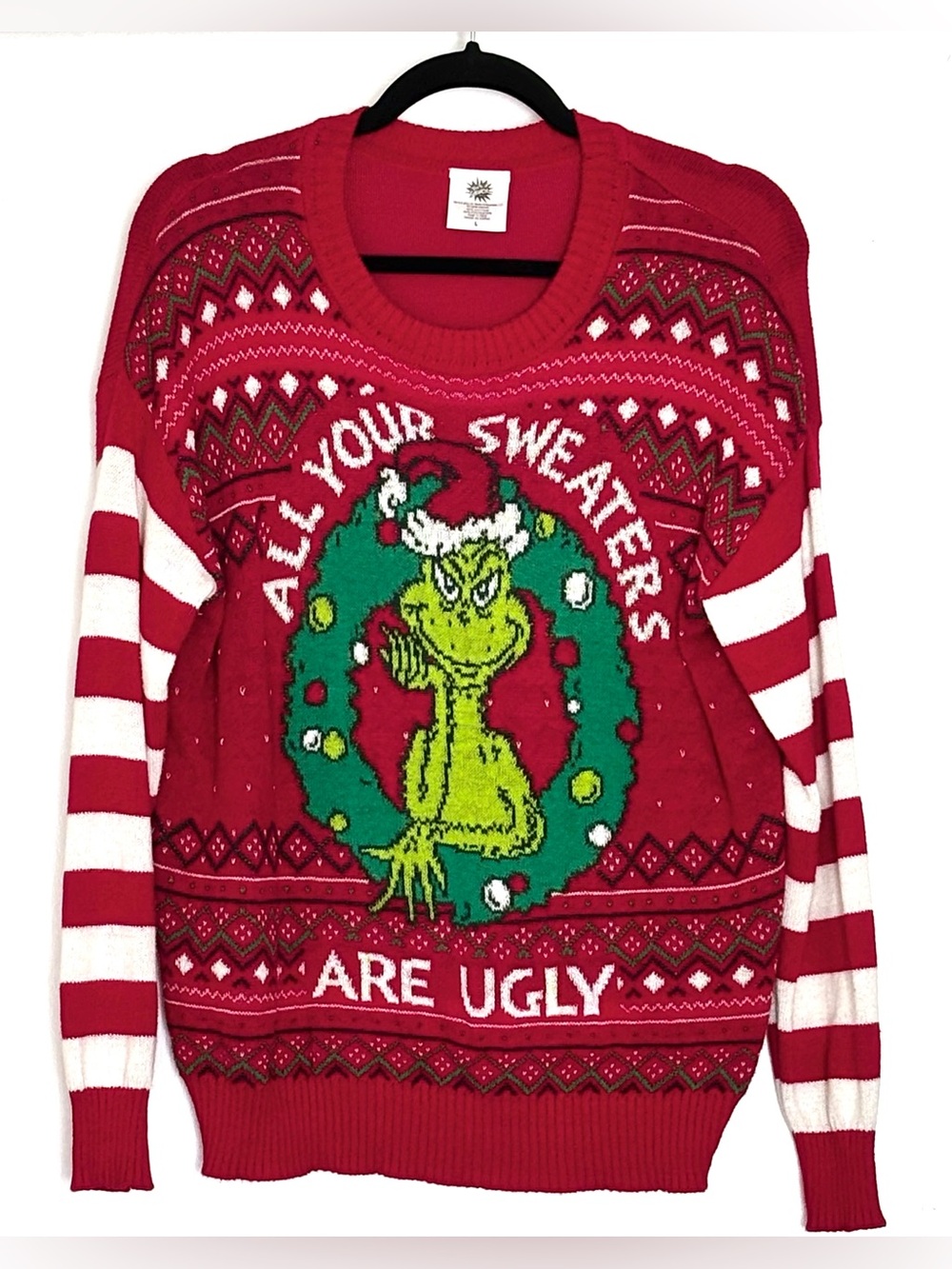 The Grinch Dr. Seuss “All Your Sweaters Are Ugly” Knit Christmas Sweater Size L